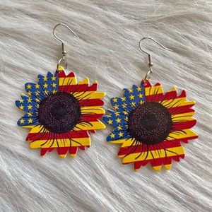 Flag sunflower earrings